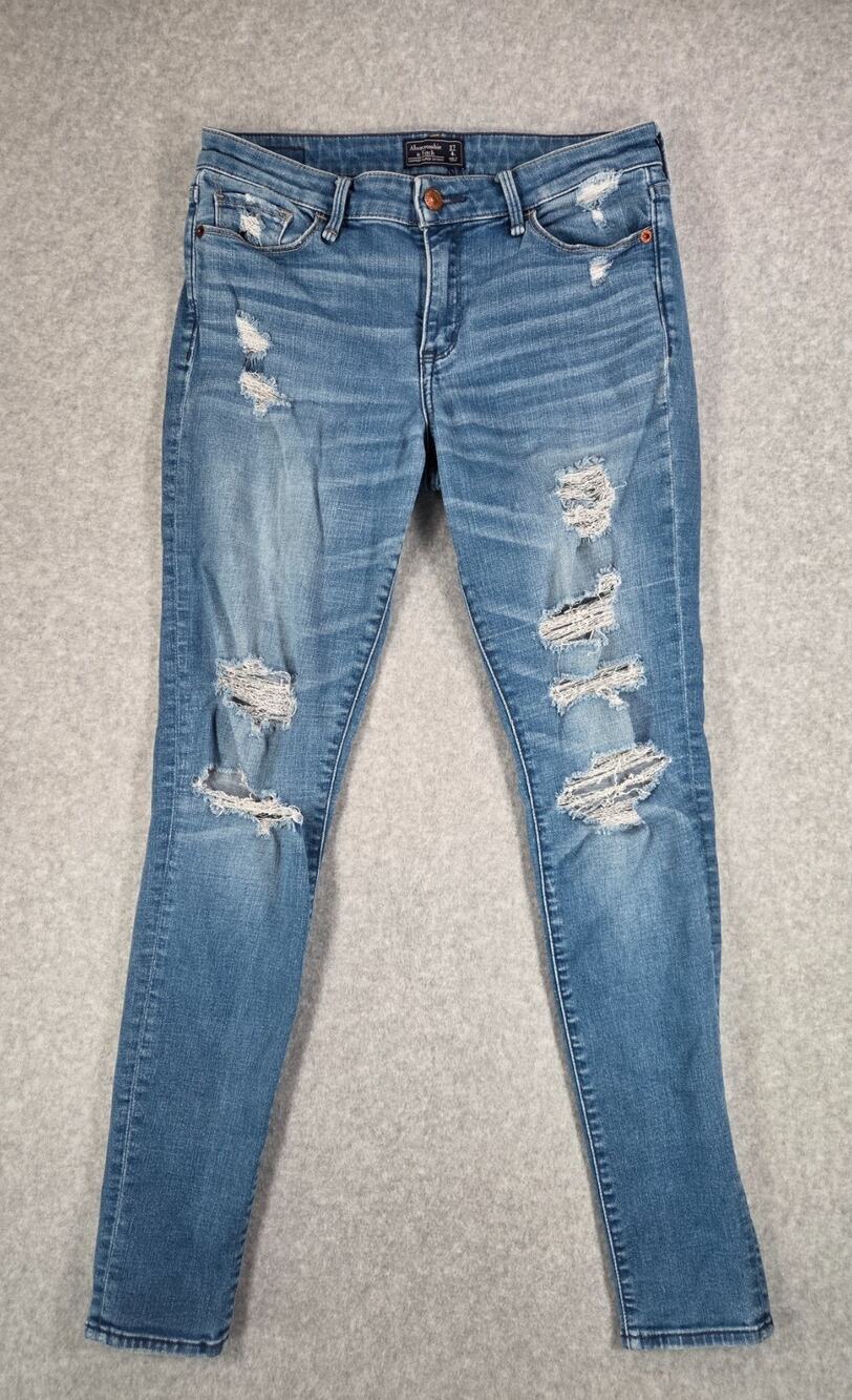 Abercrombie & Fitch Harper Super Skinny Distressed Jeans Medium Wash 27/4L